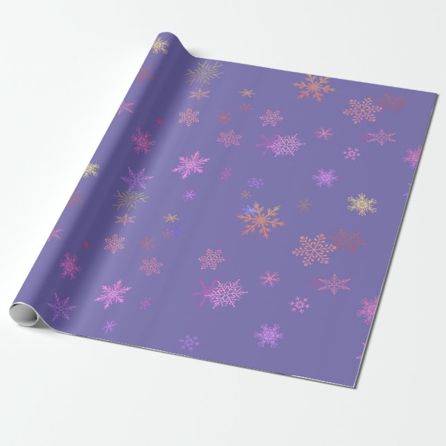Colourful Snowflake Wrapping Paper (Unrolled)