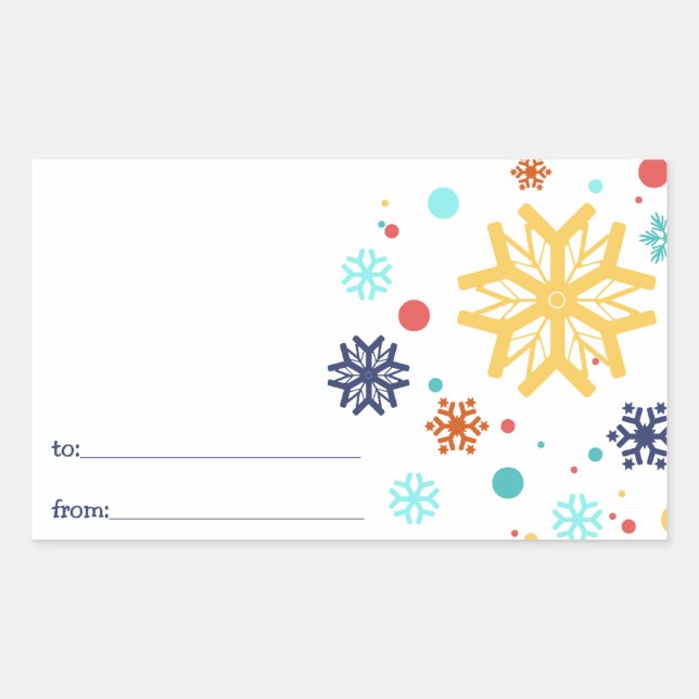 Colourful Snowflakes Christmas Sticker (Front)