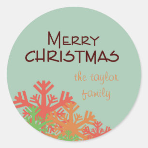 Colourful Snowflakes Holiday Labels/Stickers Classic Round Sticker