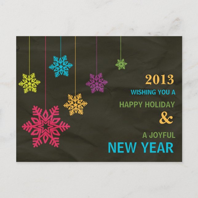 Colourful snowflakes-Holiday postcard (Front)