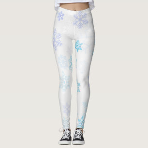 Colourful Snowflakes on White Leggings