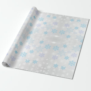 Colourful Snowflakes on White Wrapping Paper