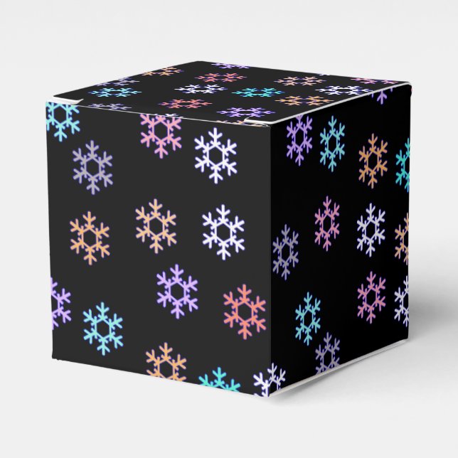Colourful Snowflakes Pattern Gift Favour Paper Bag Box (Front Side)