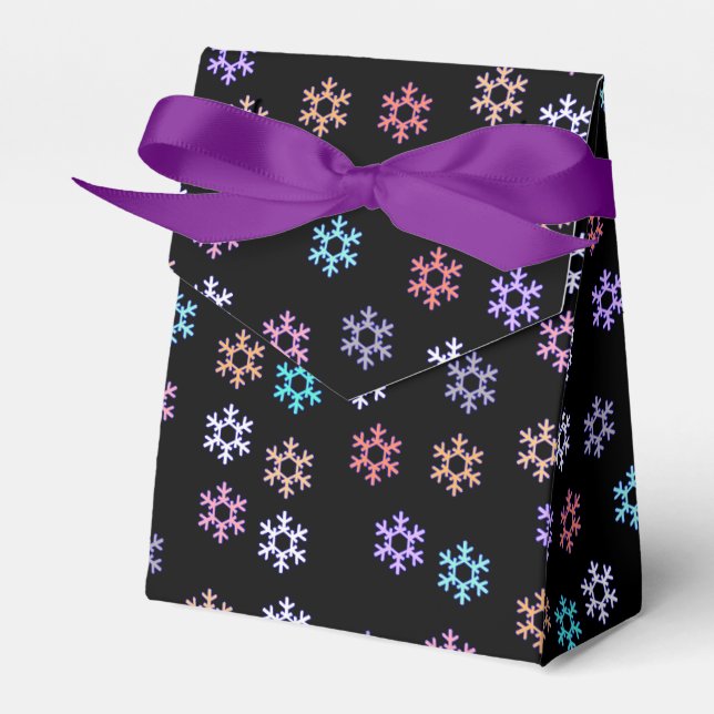 Colourful Snowflakes Pattern Gift Favour Paper Bag Box (Front Side)