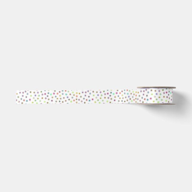 Colourful snowflakes satin ribbon (Front)