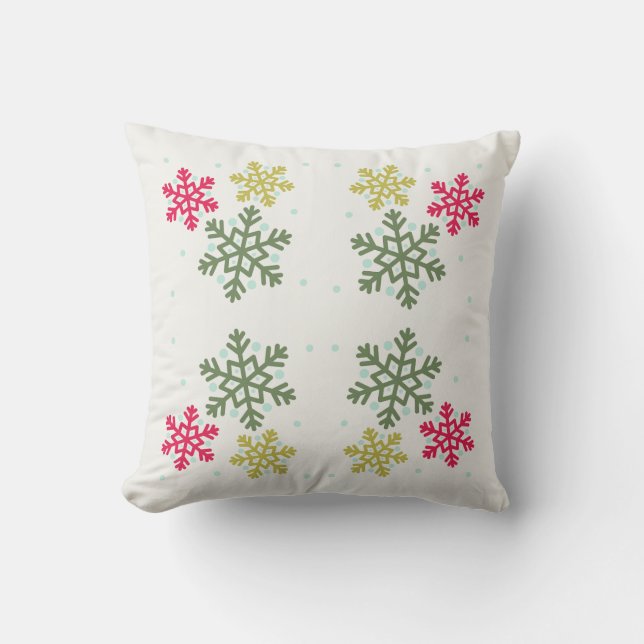  Colourful Snowflakes Winter Pillow (Front)