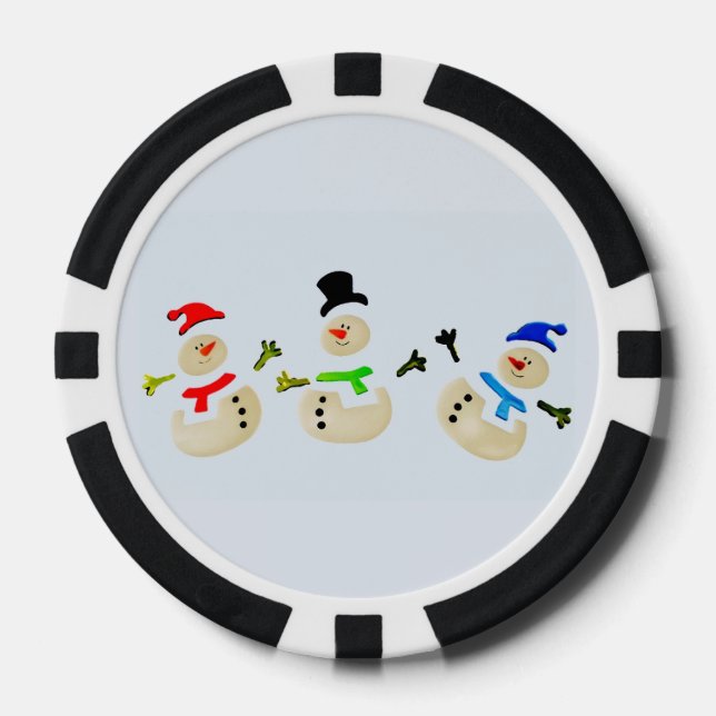 Colourful Snowman Christmas Parade Poker Chips (Front)