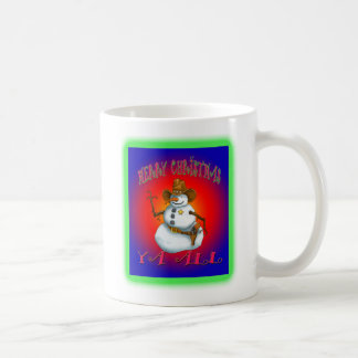 Colourful Snowman design western Howdy Coffee Mug