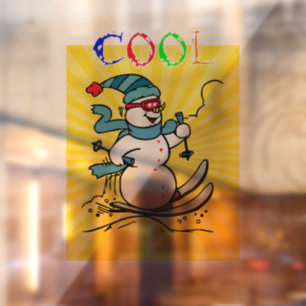 Colourful Snowman Skiing funny cute snowman sk