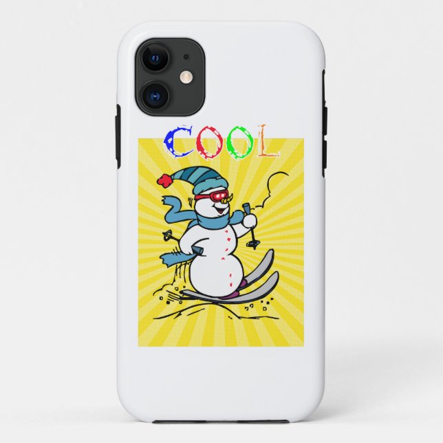 Colourful Snowman Skiing | funny cute snowman | sk Case-Mate iPhone Case (Back)