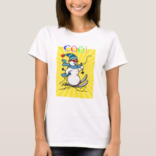 Colourful Snowman Skiing funny cute snowman sk T-Shirt