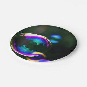Colourful Soap Bubbles Floating Paper Plate