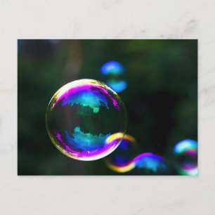 Colourful Soap Bubbles Floating Postcard