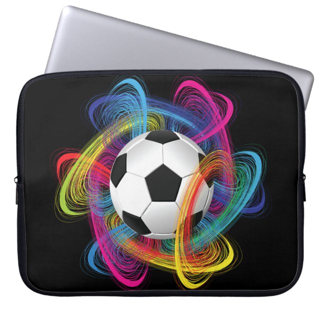 Colourful Soccer Ball Laptop Sleeve (Front)