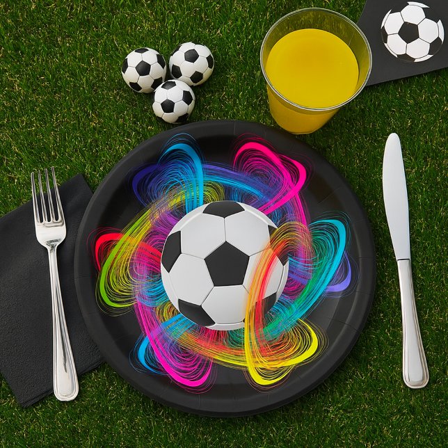 Colourful Soccer Ball Paper Plates (Creator Uploaded)