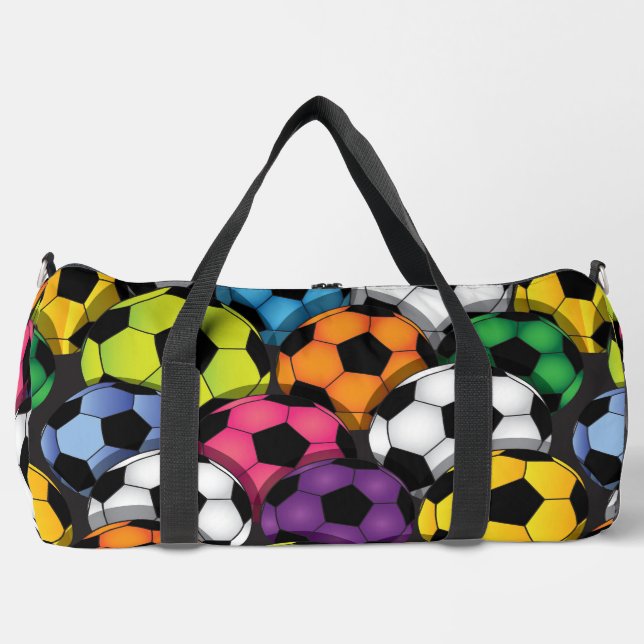 Colourful Soccer Balls Design Duffel Bag (Front)