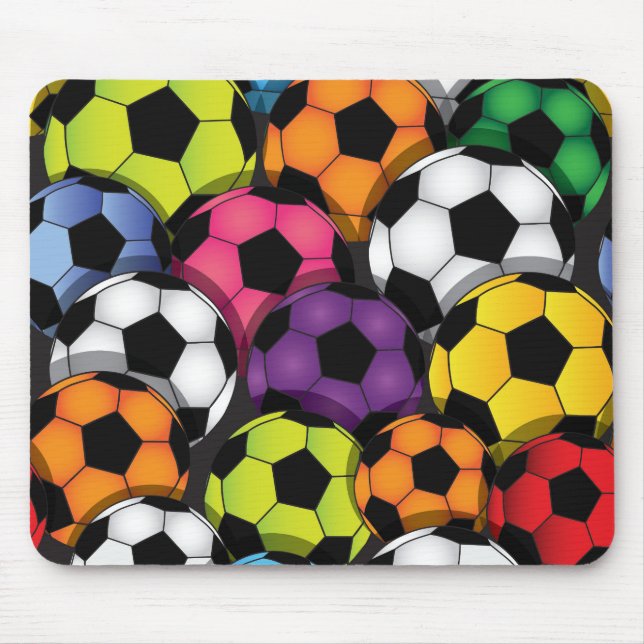 Colourful Soccer Balls Design Mousepad (Front)