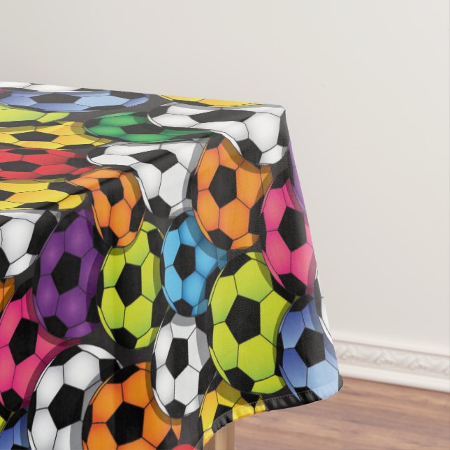 Colourful Soccer Balls Design Tablecloth (In Situ)