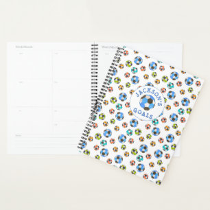 Colourful Soccer Balls Pattern Add Your Name Goals Planner