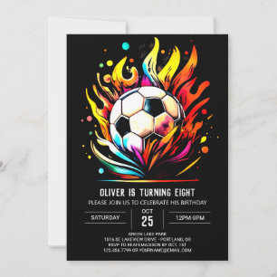 Colourful Soccer Children's Editable Birthday Invitation