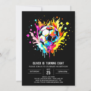 Colourful Soccer Kids Online Birthday Invitation
