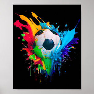 Colourful Soccer Ll Splash Love Soccer Goal Art Sp Poster