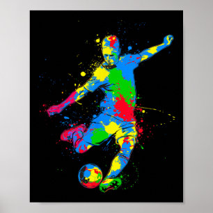 Colourful Soccer Player Poster