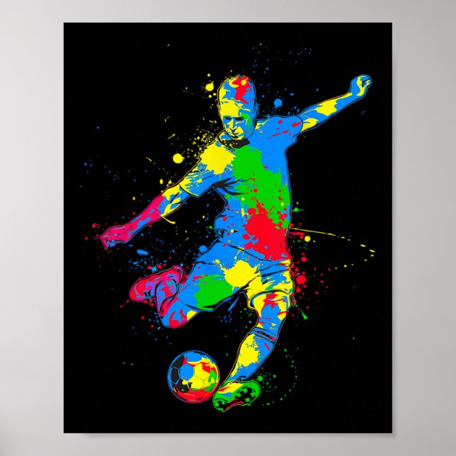 Colourful Soccer Player  Poster (Front)