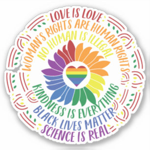 Colourful Social Justice Flower Word Art Car Decal