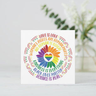 Colourful Social Justice Flower Word Art Flat Card