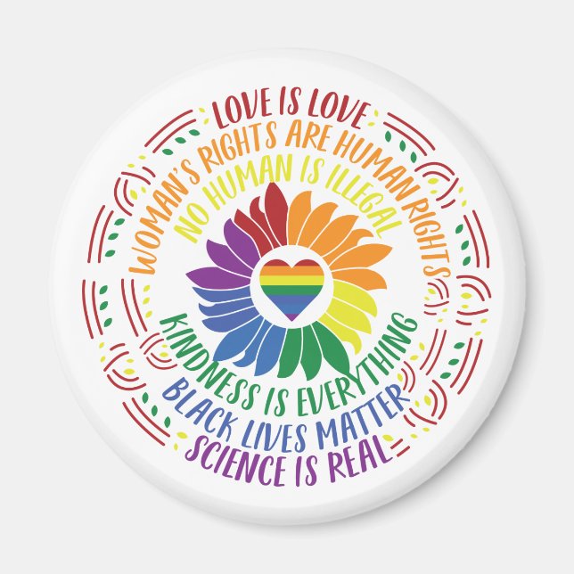 Colourful Social Justice Flower Word Art   Magnet (Front)