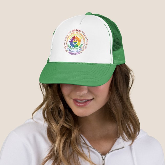 Colourful Social Justice Flower Word Art  Trucker Hat (In Situ)