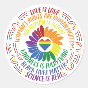 Colourful Social Justice Flower Word  Classic Round Sticker