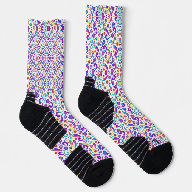 Colourful socks adorned with a vibrant, intricate  (Right)