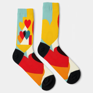 Colourful socks hearts design