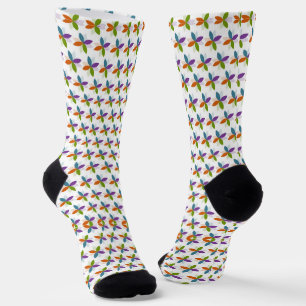 Colourful socks with a geometric pattern of overla