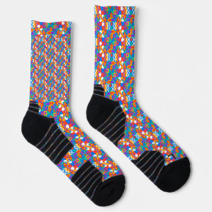 Colourful socks with a jigsaw puzzle pattern