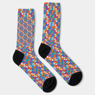 Colourful socks with a vibrant geometric pattern