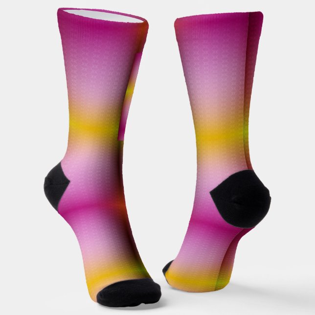 Colourful socks with a vibrant gradient pattern  (Angled)