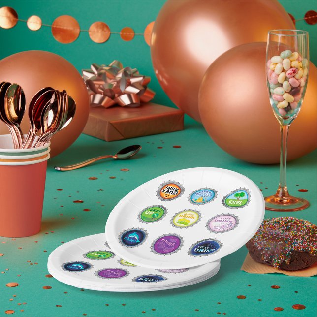 Colourful Soda Bottle Caps Paper Plate (Creator Uploaded)