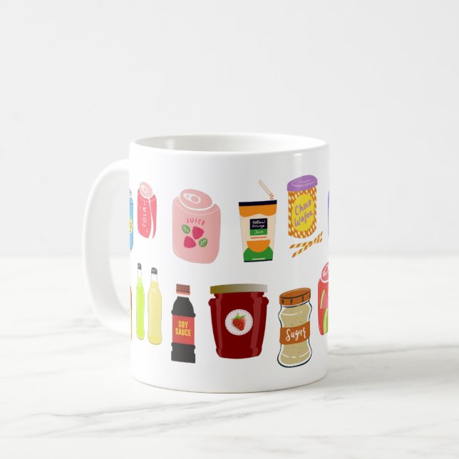 Colourful Soda Cans and Bottles Refreshment Design Coffee Mug (Front Left)