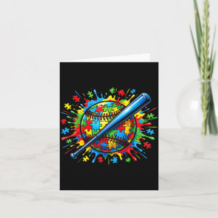 Colourful Softball Autism Awareness Autistic Card