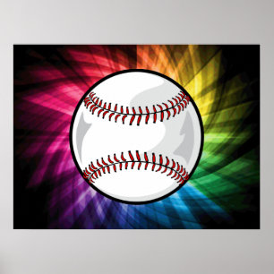 Colourful Softball; Baseball Poster