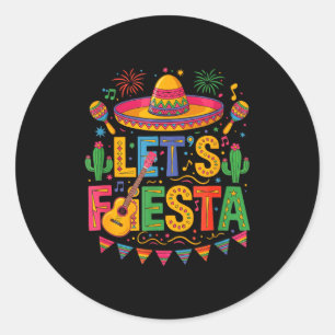 Colourful Sombrero Guitar Fiesta Party Mexican Cin Classic Round Sticker