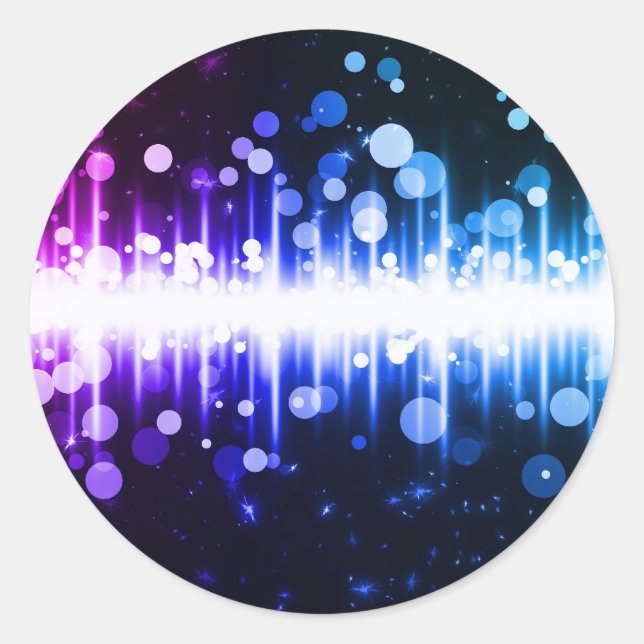Colourful sound wave design classic round sticker (Front)