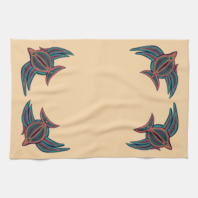 Colourful South Seas Art Tea Towel (Horizontal)