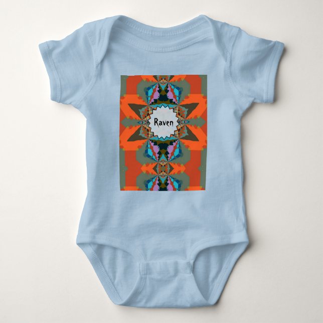Colourful South Western Geometric Pattern Baby Bodysuit (Front)