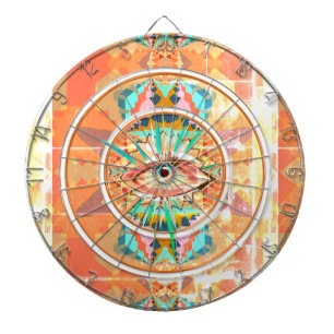 Colourful South Western Geometric Pattern Dartboard