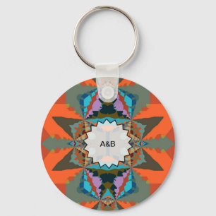 Colourful South Western Geometric Pattern Key Ring