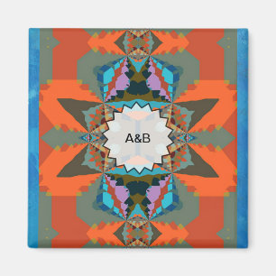 Colourful South Western Geometric Pattern Magnet